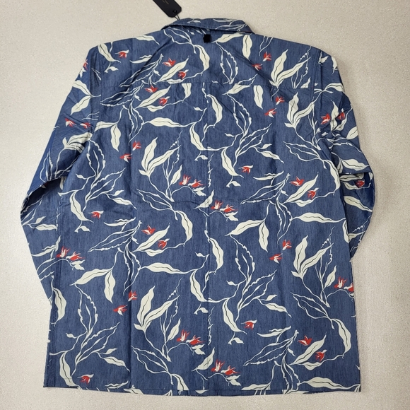 (RB-1) Rag & Bone Mens Indigo Floral Mace Shirt Jacket - Picture 3 of 3